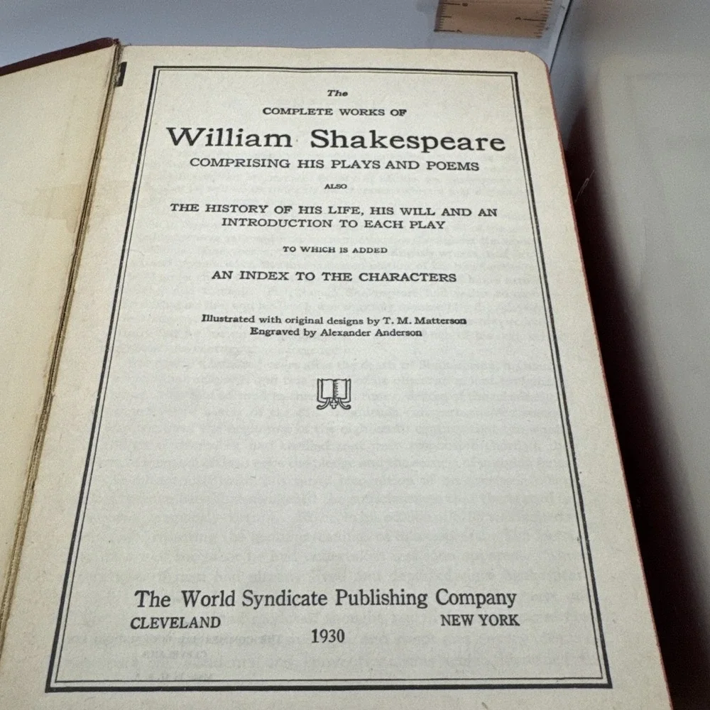 1930 The Complete Works, History, Life &‎ Notes of William Shakespeare Vintage